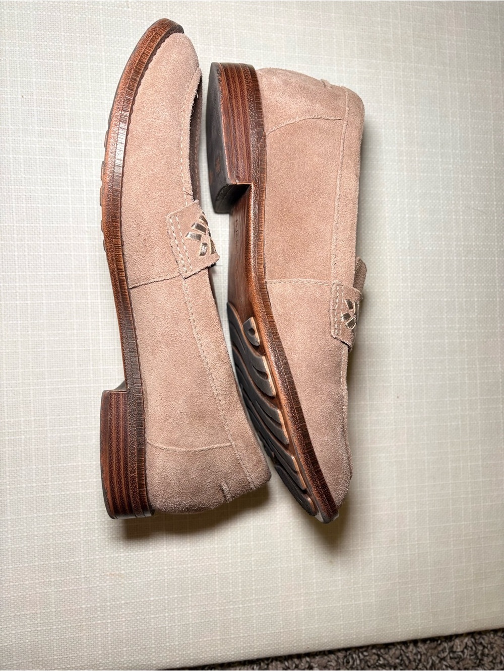 Brioso Taupe Suede Loafers | Women's Comfort Slip-On Moccasins | Boho Western - Picture 5 of 10